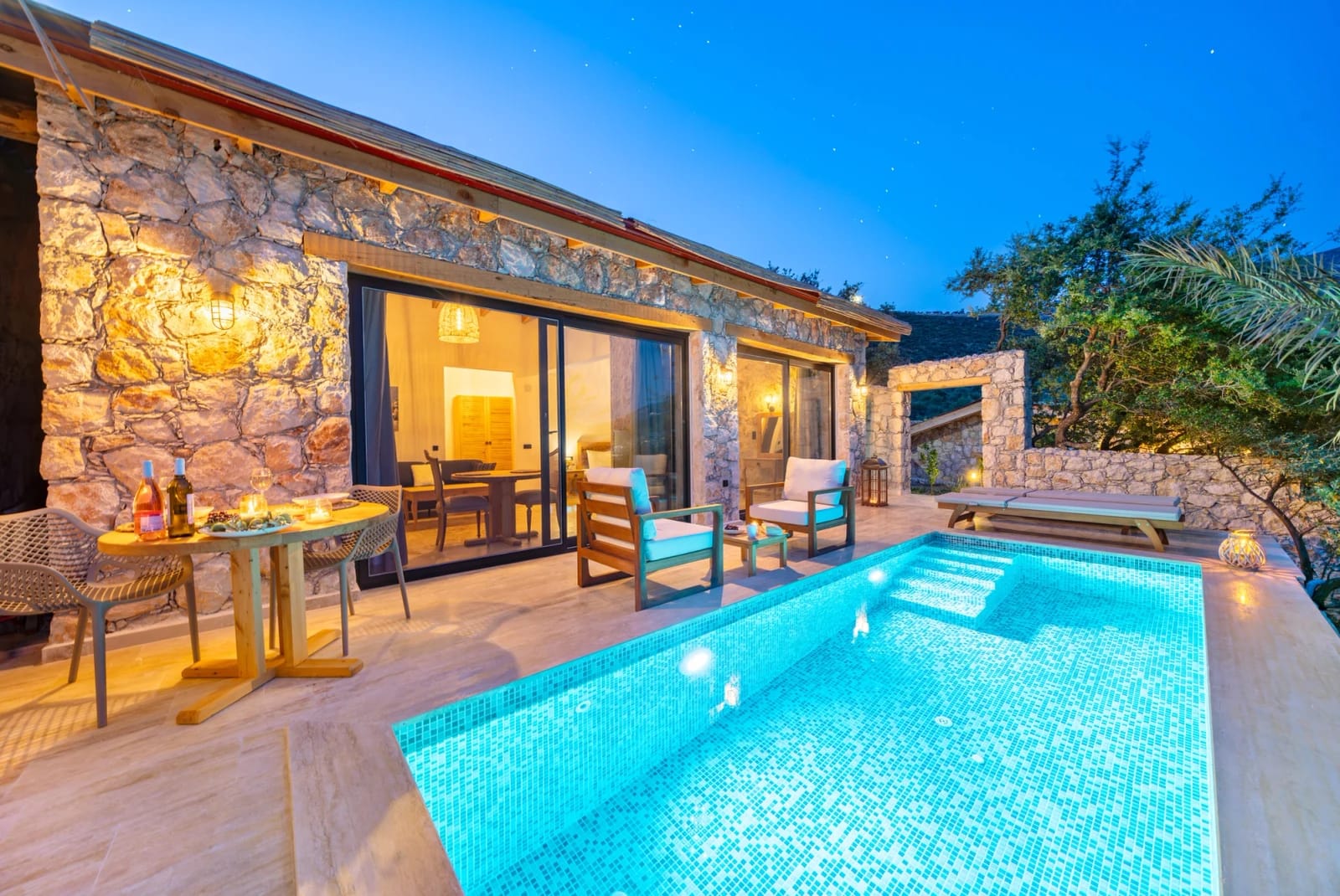 Seafront 1+1 Villa with Private Pool in Kalkan - Outside View