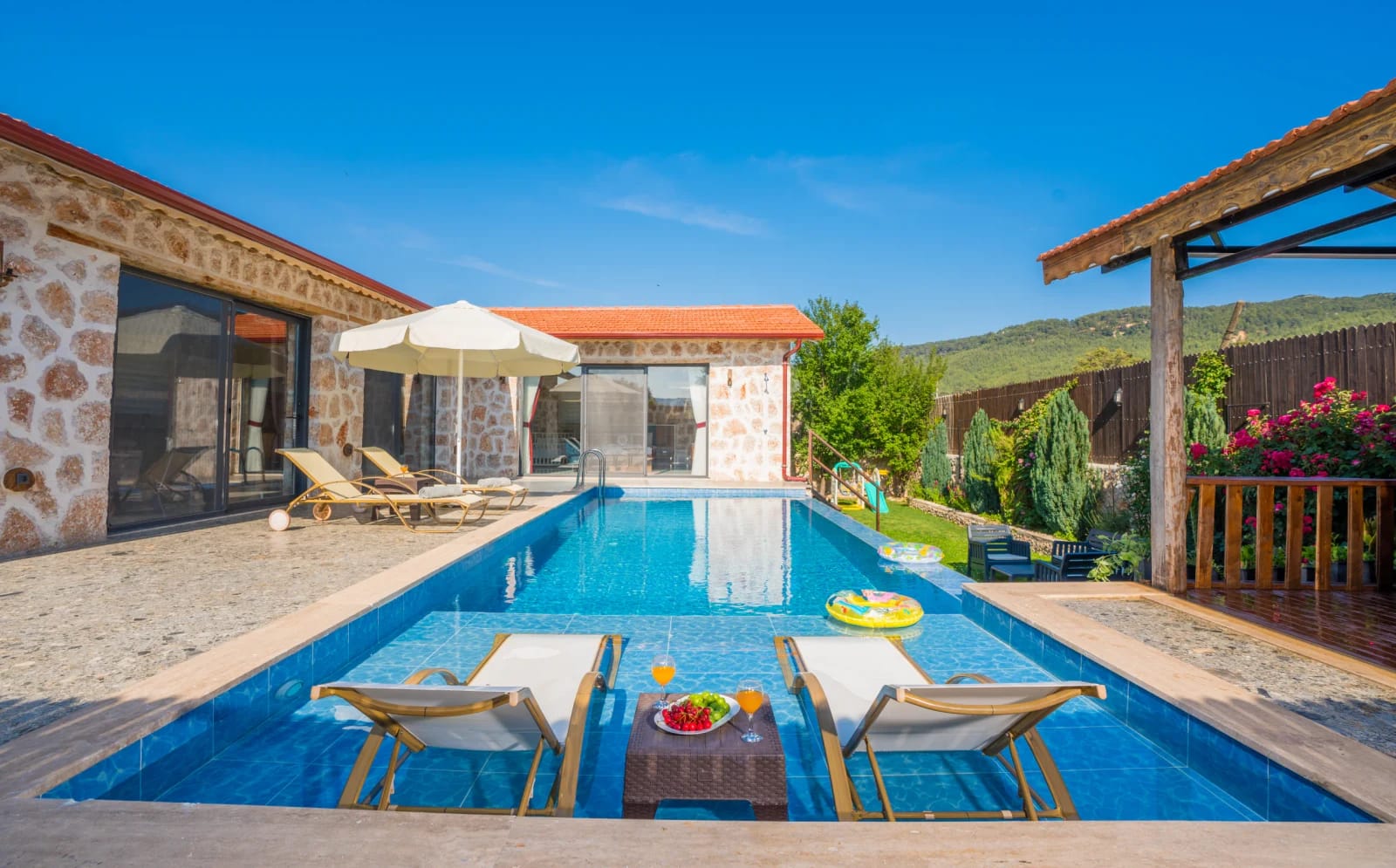 2+1 Villa with Jacuzzi and Protected Pool in Kalkan Saribelen - Outside View