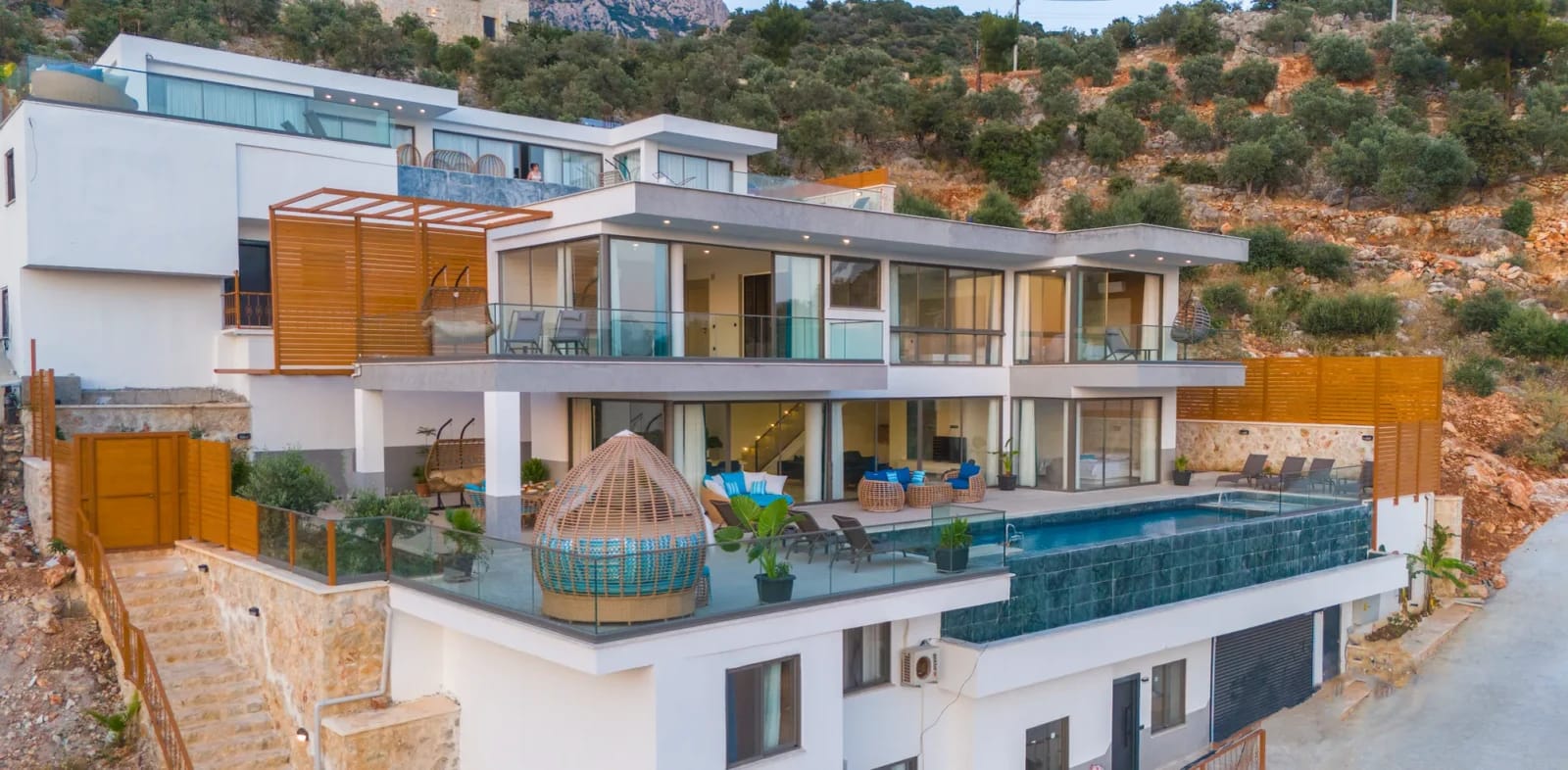 Sea View Spacious 4+1 Villa with Jacuzzi in Kalkan - Outside View