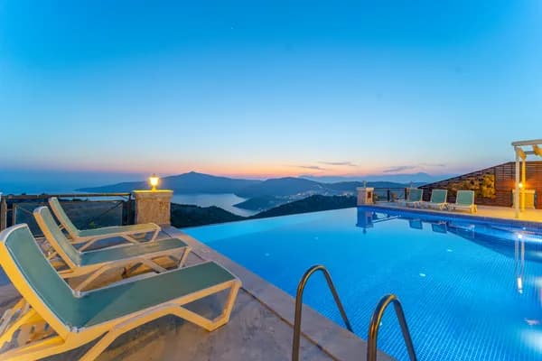 Sea View 6+1 Villa with Indoor Pool in Kalkan - Pool