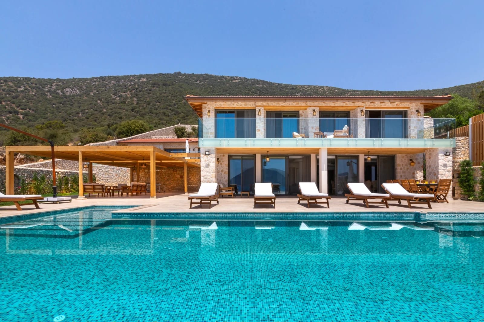 Seafront 6+1 Villa with Private Beach in Kalkan - Outside View