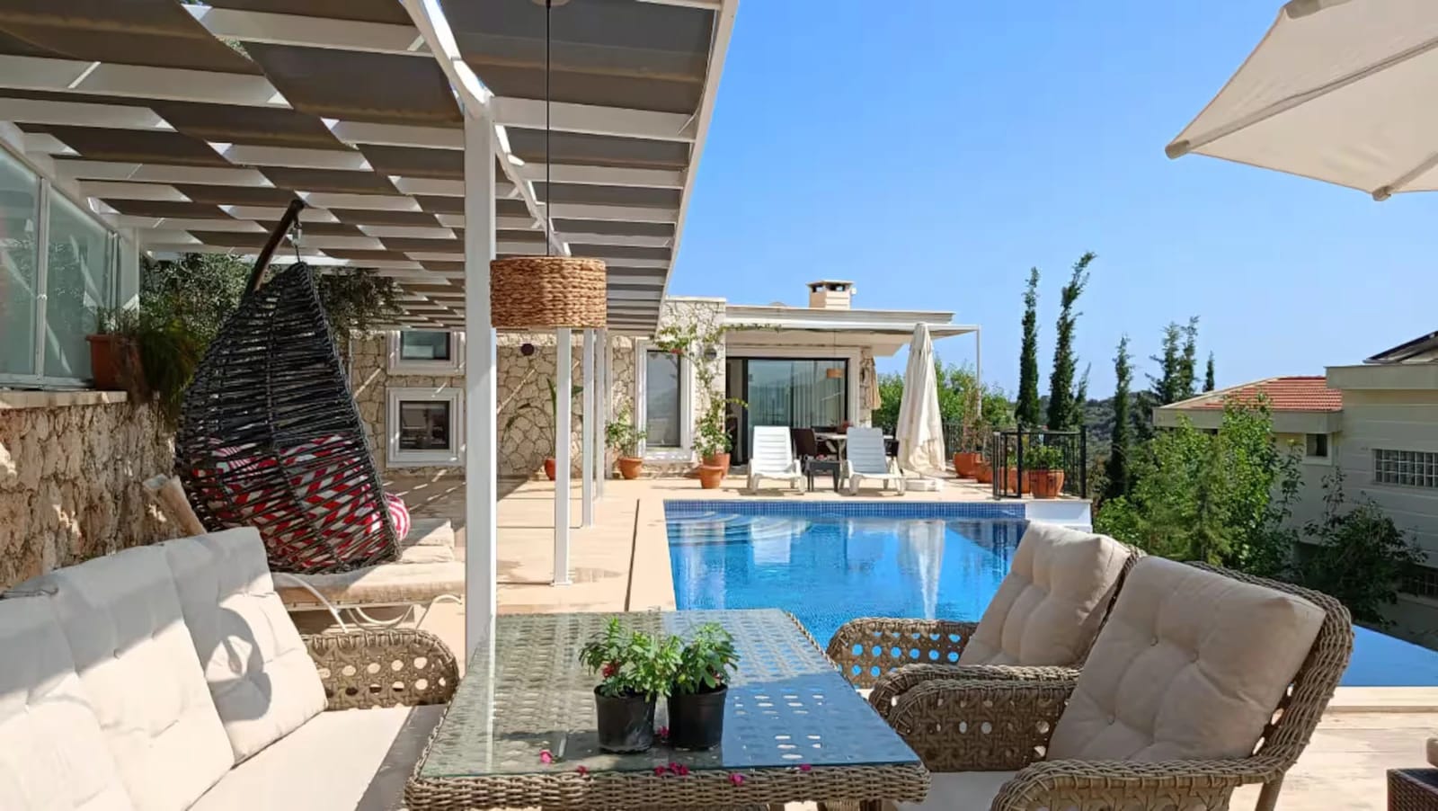 Sea View 4+1 Villa with Infinity Pool in Kalkan - Terrace