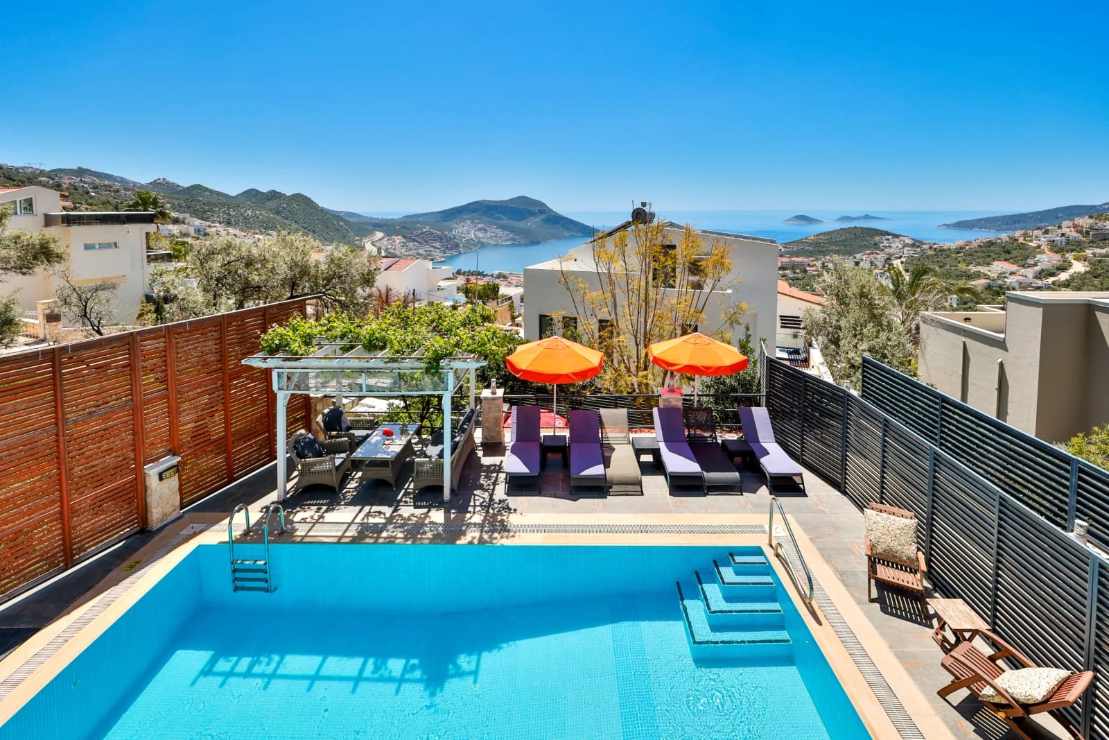 Sea View 4+1 Villa with Heated Pool in Kalkan - Outside View