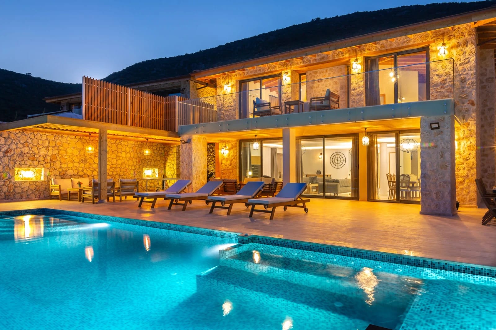 Seafront Spacious 4+1 Villa with Infinity Pool in Kalkan - Outside View