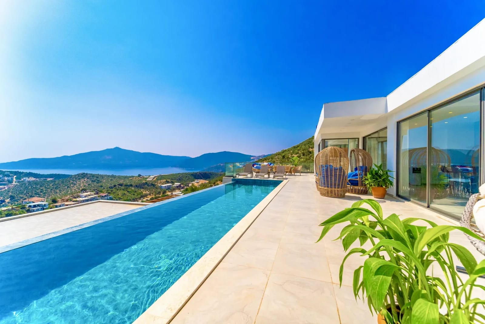 Sea View 2+1 Villa with Private Pool in Kalkan - Outside View